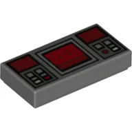 Tile 1 x 2 with Controls Print / Dark Bluish Gray