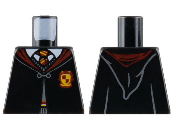 Lego Torso Hogwarts Robe Clasped with Gryffindor Crest, Sweater, Shirt and Tie Pattern