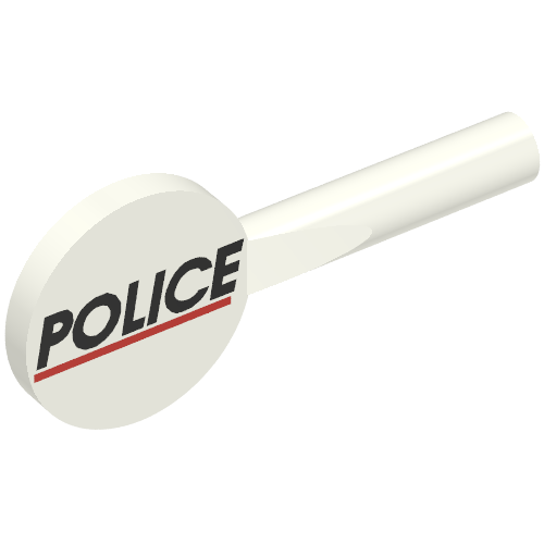 Lego Equipment Signal Paddle with 'POLICE' Red Line Print / White