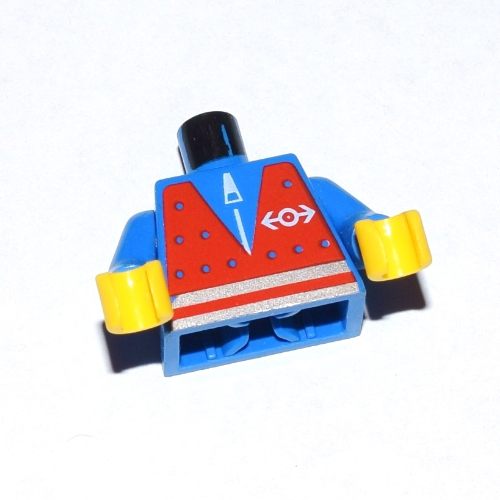 Lego Torso Vest, Red with Train Logo Print, Blue Arms, Yellow Hands / Blue