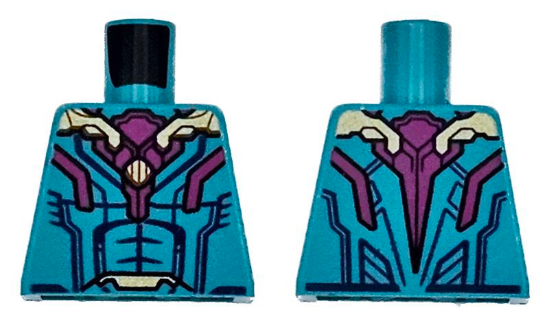 Lego Torso Armor with Gold Shoulder Pads, Magenta Armor Plates and Black Muscles Outline Pattern