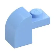 Brick Curved 1 x 2 x 1 1/3 with Curved Top / Bright Light Blue