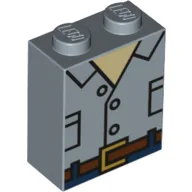 Brick 1 x 2 x 2 with Shirt, Brown Belt Print / Sand Blue