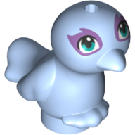 Lego Animal, Bird, Feet Joined, Dark Turquoise Eyes, Medium Lavender Eye Shadow Print / Bright Light Blue