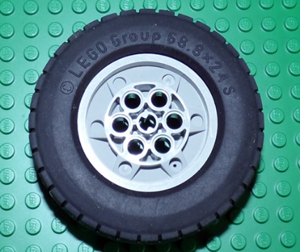 Lego Wheel 68.8 x 24 Model Team Type 1 (Circle Holes Around Wheel Ring) with Black Tire 68.8 x 24 S (32004a /32003)