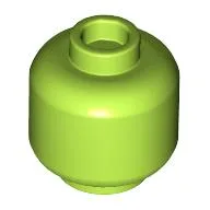 Minifig Head [Plain] [Vented Stud - 2 Holes] / Lime