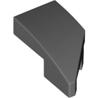 Lego Brick Wedged, Curved 2 x 1 with Stud Notch Left / Dark Bluish Gray