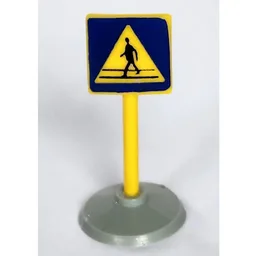Road Sign Old Square with Man Crossing Print & Type 1 Base / White