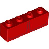 Lego Brick 1 x 4 with 2 Dark Red Stripes Print (Red Hulk Top Torso) / Red