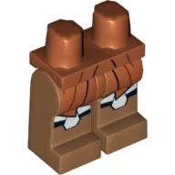 Hips and Medium Nougat Legs with Jedi Robe and White Leg Armor Plates Print / Dark Orange