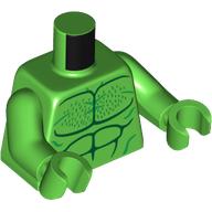 Lego Torso, Bare Chest, Dark Green Muscle Lines (Hulk) print, Bright Green Arms and Hands / Bright Green