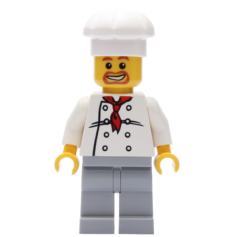 Lego Chef, Red Neckerchief, Light Bluish Gray Legs, Goatee Beard