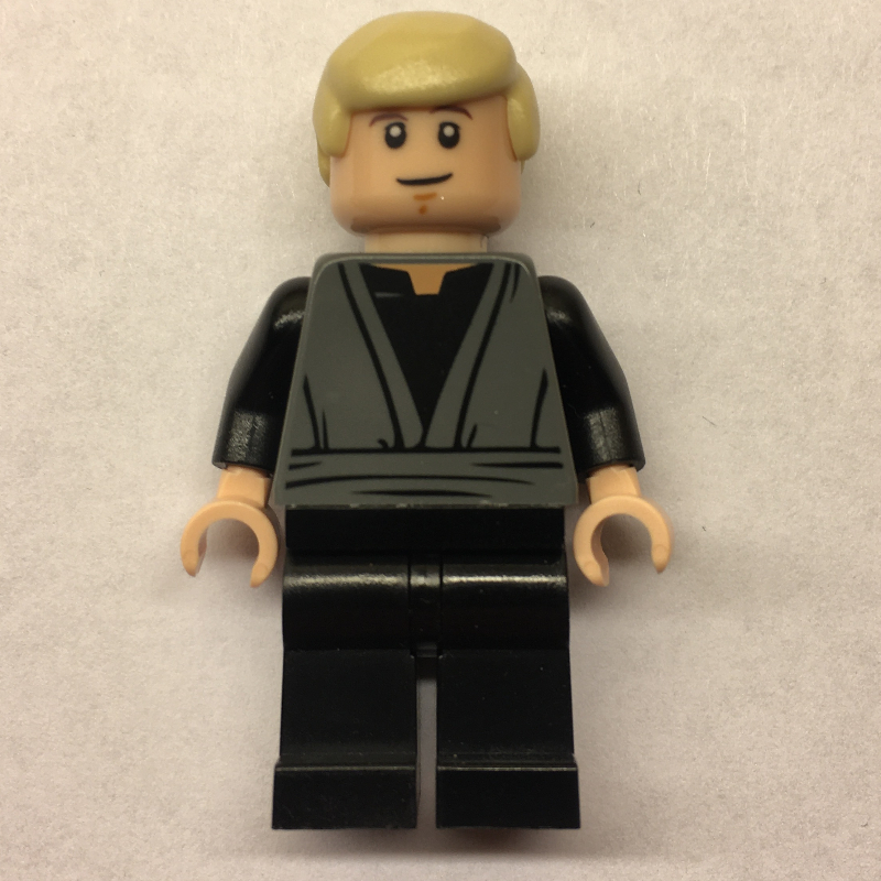 Lego Luke Skywalker, Dark Bluish Gray Robes, Tan Hair, Dual Sided Head