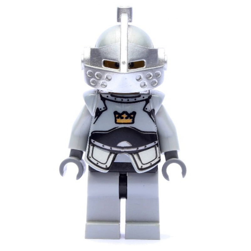 Lego Knight - Light Bluish Grey Armour with Crown