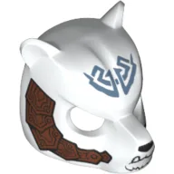 Mask Bear with Black Nose, Fangs, Tribal Markings and Copper Armor with Rivets Print / White