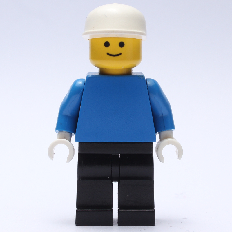 Lego Man - Blue Torso, Black Legs, White Cap