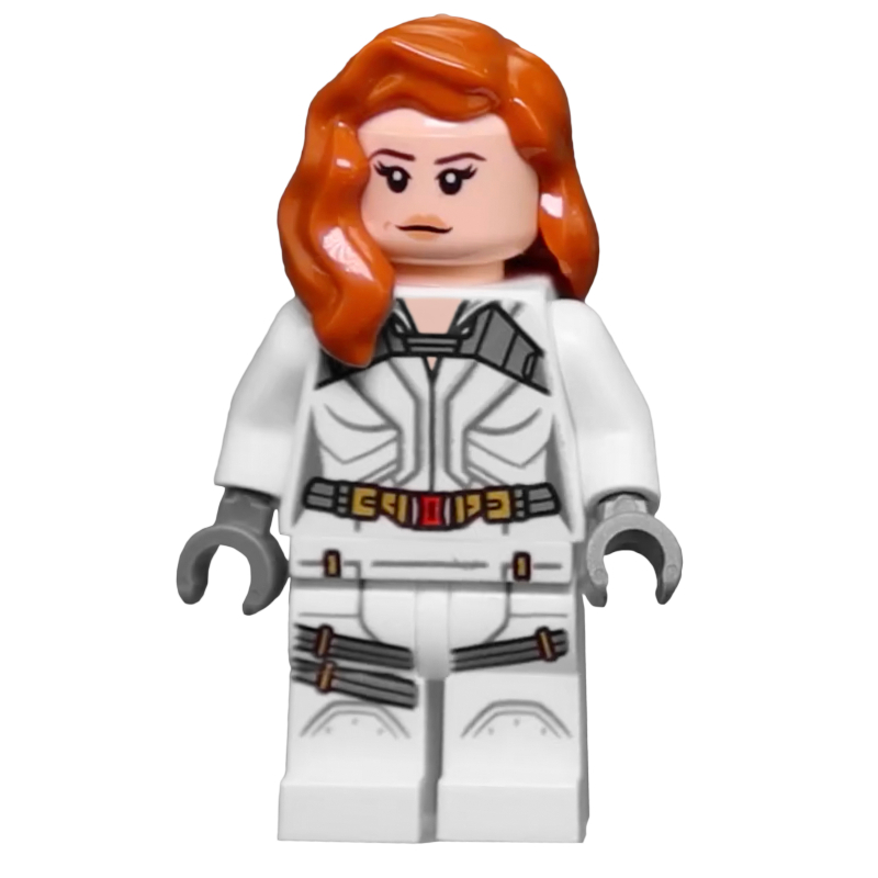 Lego Black Widow, White Jumpsuit, Dark Bluish Gray Hands