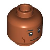 Lego Minifig Head Pharrell Williams, Black Eyebrows, Wobbly Smile, Dots Beneath Eye / Dark Orange