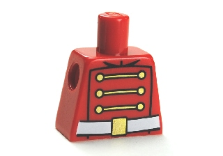 Lego Torso Toy Soldier Uniform with 3 Gold Chains, 6 Buttons and White Belt with Gold Buckle Pattern