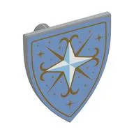 Shield Triangular with White Diamond, Gold Decorations on Medium Blue Background Print