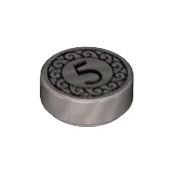 Tile Round 1 x 1 with Black Coin Print with 5 Mark