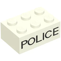 Brick 2 x 3 with Black 'POLICE' Sans-Serif Print