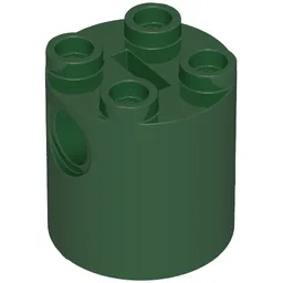 Brick Round 2 x 2 x 2 Robot Body, Axle Holder '+' Orientation / Dark Green