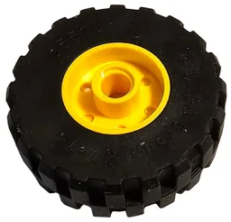Wheel 18mm D. x 14mm with Pin Hole, Fake Bolts and Shallow Spokes with Black Tire 37 x 14 (55981 / 35578) / Yellow