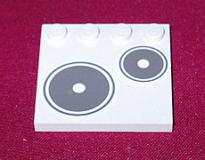 Lego Tile, Modified 4 x 4 with Studs on Edge with Dark Gray Circles / Stove Plates Pattern Model Left Side (Sticker) - Set 5895
