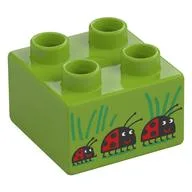 Duplo Brick 2 x 2 with Ladybugs Print