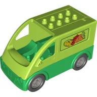 Duplo Van Type 2 with Green Base and Vegetables Print / Lime