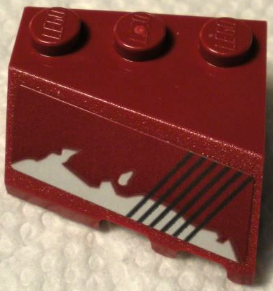 Lego Wedge 3 x 3 Sloped Left with Light Bluish Gray Damage and 6 Black Slanted Lines Pattern (Sticker) - Set 75312