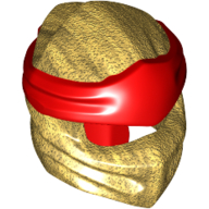Lego Wrap with Long Back Knot, Red Band Pattern / Pearl Gold