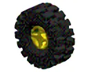 Wheel 8mm D. x 6mm with Black Tire 21mm D. x 9mm Offset Tread Medium (4624 / 4084) / Yellow