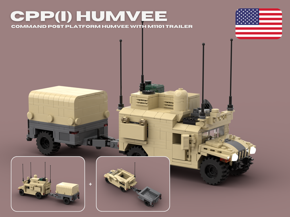 Lego CPP(I) Humvee and Trailer | US Army Mobile Command Post and M1101 Trailer