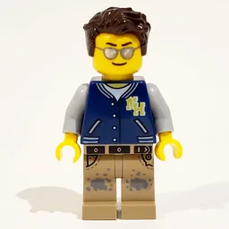Dark Blue Torso, Dark Tan Legs, Dark Brown Hair