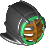 Lego Mask, Kendo, Gold Grille, Green Trim / Black