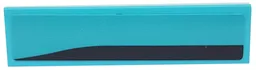 Tile 1 x 4 with Black Stripe on Medium Azure Background Pattern Model Right Side (Sticker) - Set 76898 / Medium Azure