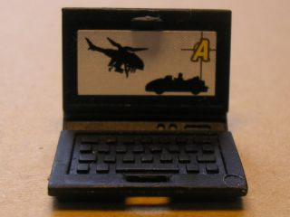 Lego Minifigure, Utensil Computer Laptop with 'A', Car and Helicopter Screen Pattern (Sticker) - Set 8635