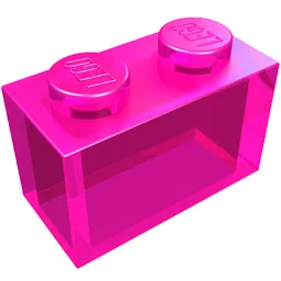 Brick 1 x 2 without Bottom Tube / Trans-Dark Pink