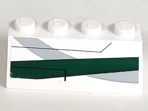 Lego Slope 45 2 x 4 with Light Bluish Gray Curve and Dark Green Stripe Pattern Model Right Side (Sticker) - Set 7868