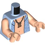 Lego Torso, Open Shirt, Gold Pendant, Bart Light Nougat Chest print, Light Nougat Arms and Hands / Bright Light Blue