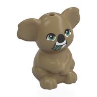 Lego Animal, Koala, Sitting with Black Nose, White Mouth, Olive Green Eyes, Leaves print / Dark Tan