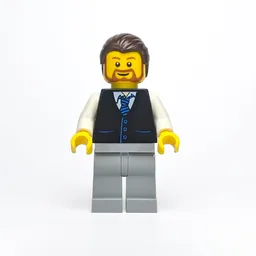 Man, Black Vest with Tie, Dark Brown Hair, Beard