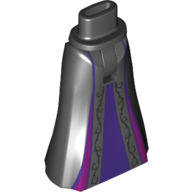 Lego Minidoll Hips and Full Length Skirt with Dark Purple Under Dress, Magenta Trim / Black