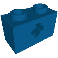 Lego Technic Brick 1 x 2 with Axle Hole Type 2 [X Opening] / Blue