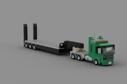 low boy trailer and truck