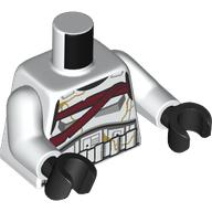 Lego Torso, Stormtrooper Armor, Dark Red Belts, Gold Cracks print, White Arms, Black Hands / White
