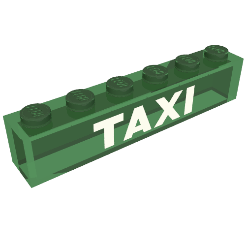 Lego Brick 1 x 6 with No Bottom Tubes with 'TAXI' Print