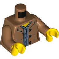 Torso Jacket, Sand Blue Shirt, Buttons, Pockets Print, Medium Nougat Arms, Yellow Hands / Medium Nougat